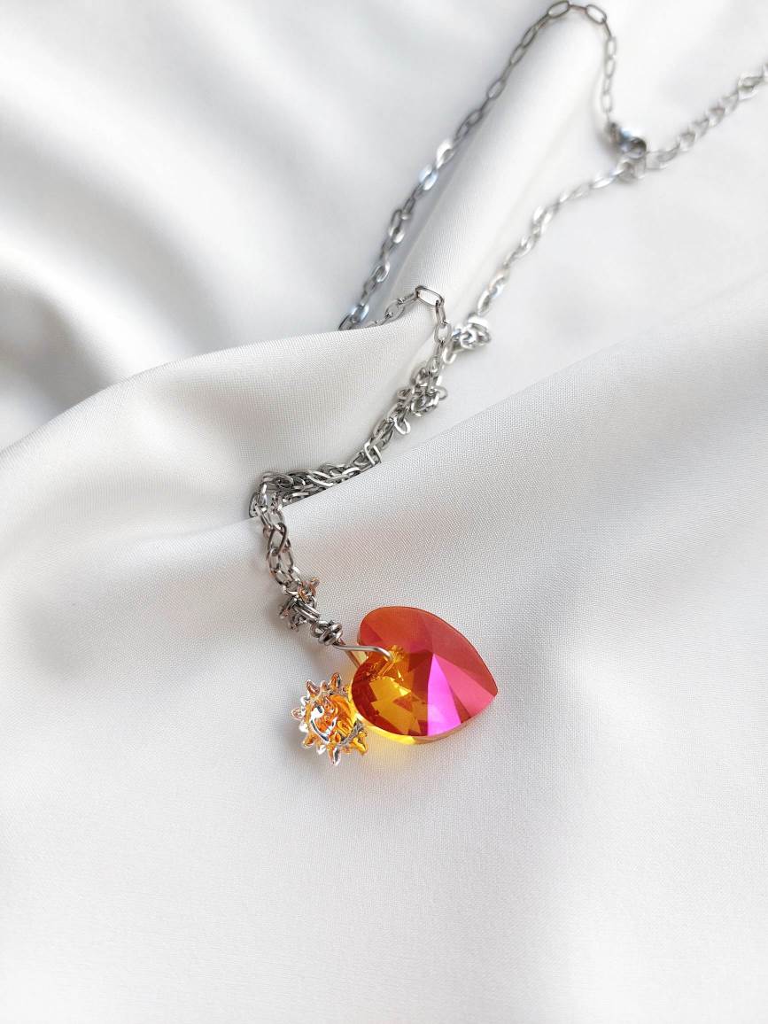 COSMOS heart and sun pendant necklace
