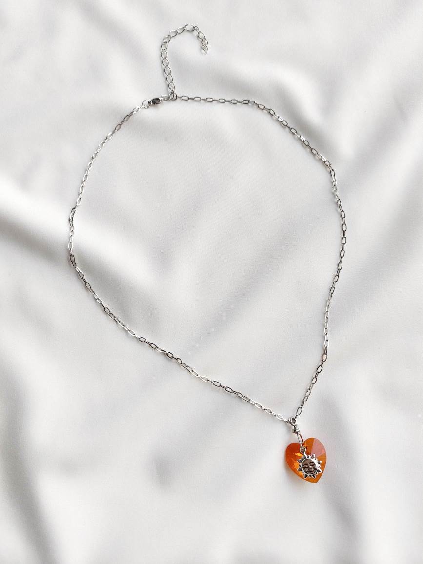 COSMOS heart and sun pendant necklace