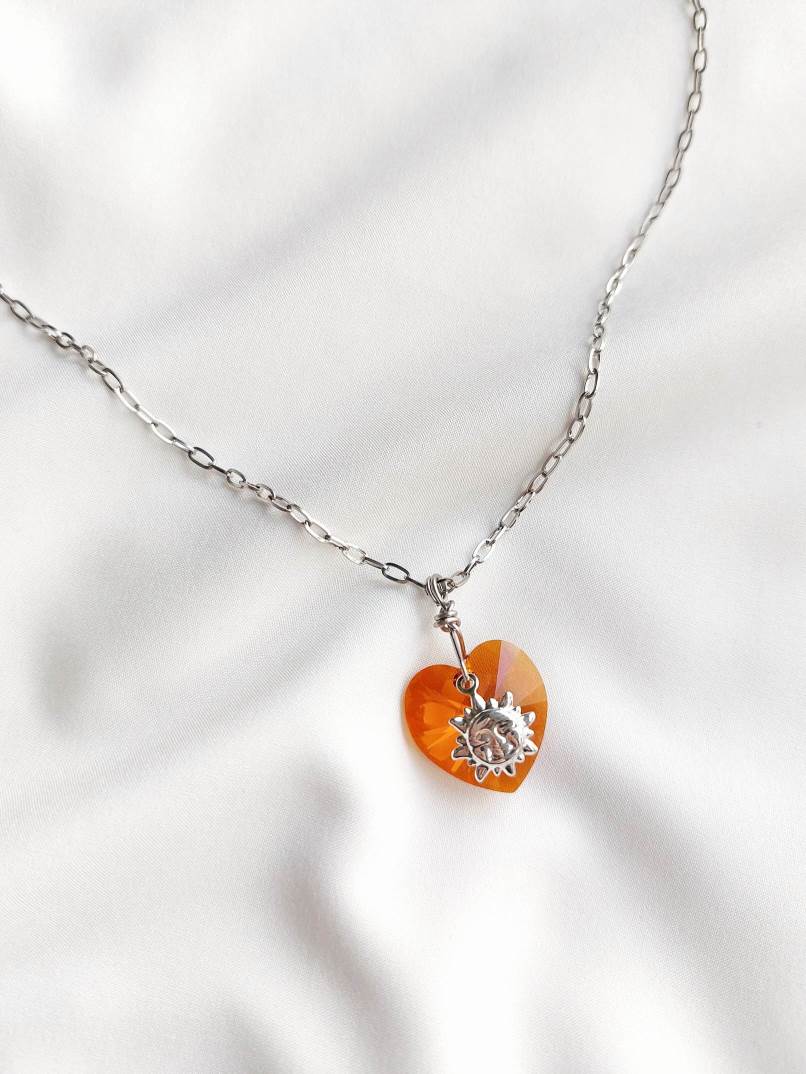 COSMOS heart and sun pendant necklace