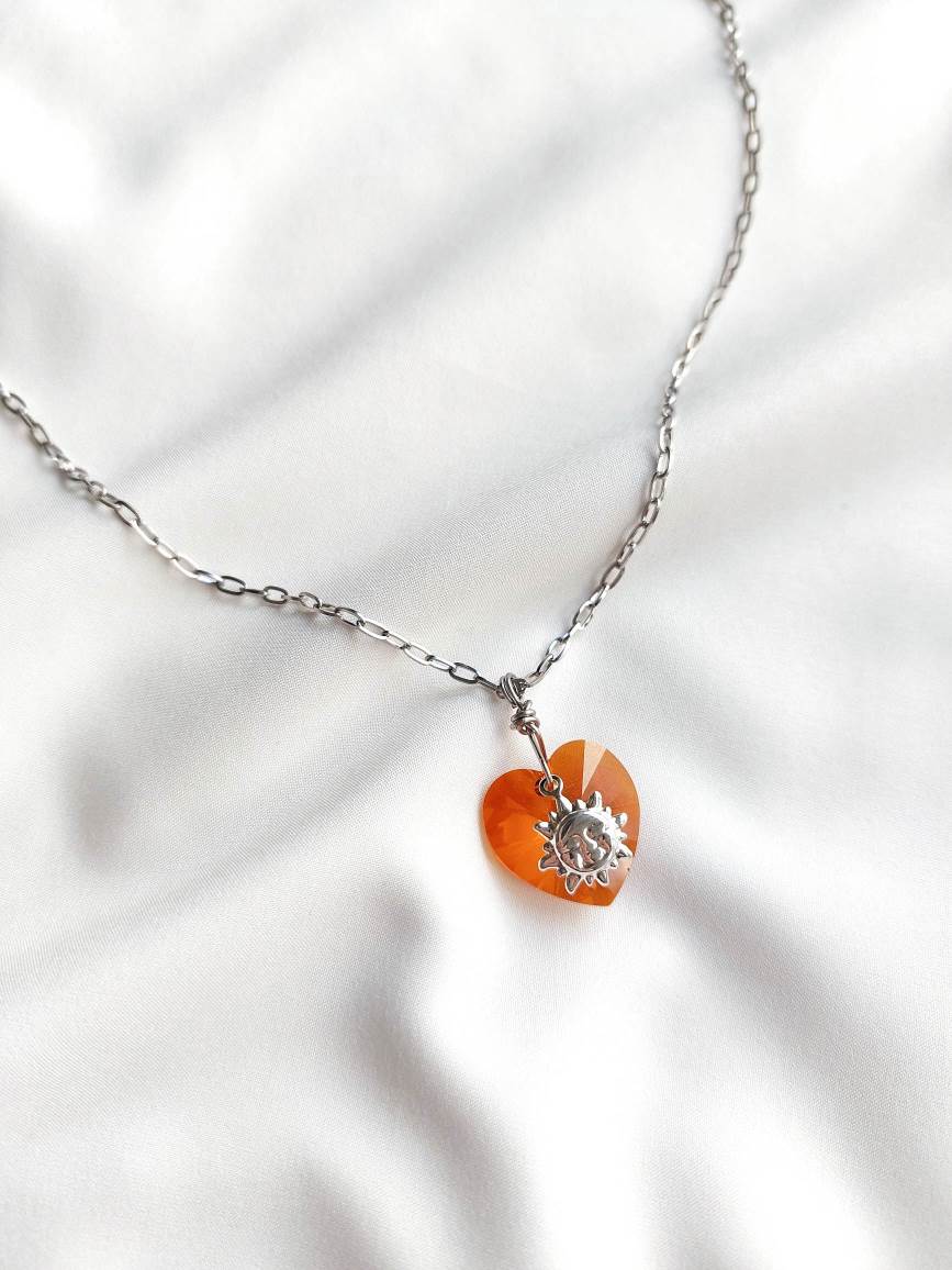 COSMOS heart and sun pendant necklace