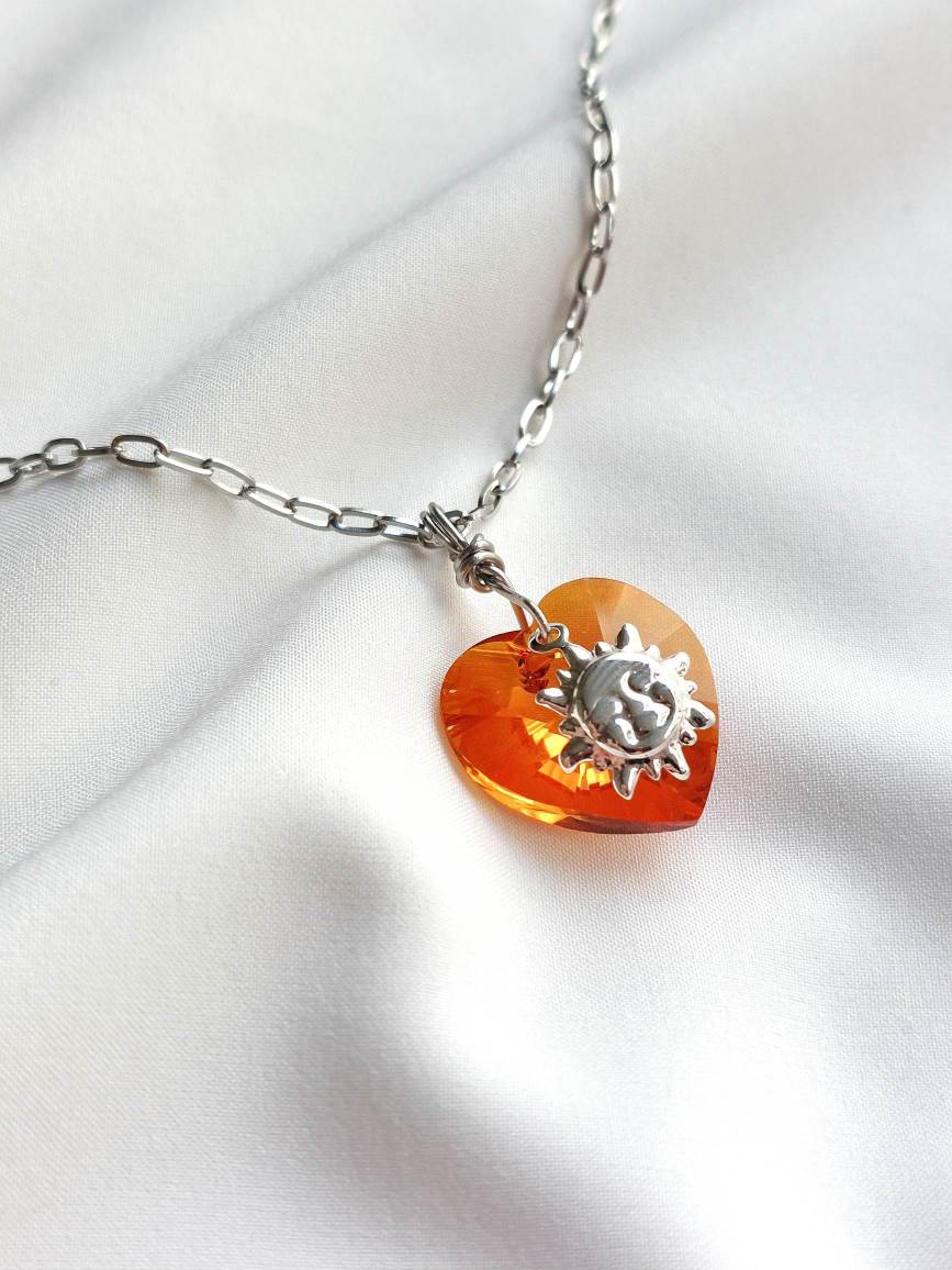 COSMOS heart and sun pendant necklace