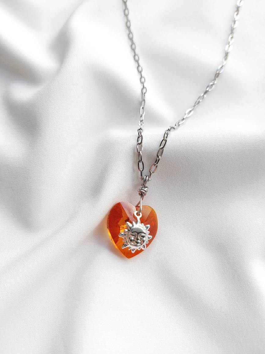 COSMOS heart and sun pendant necklace