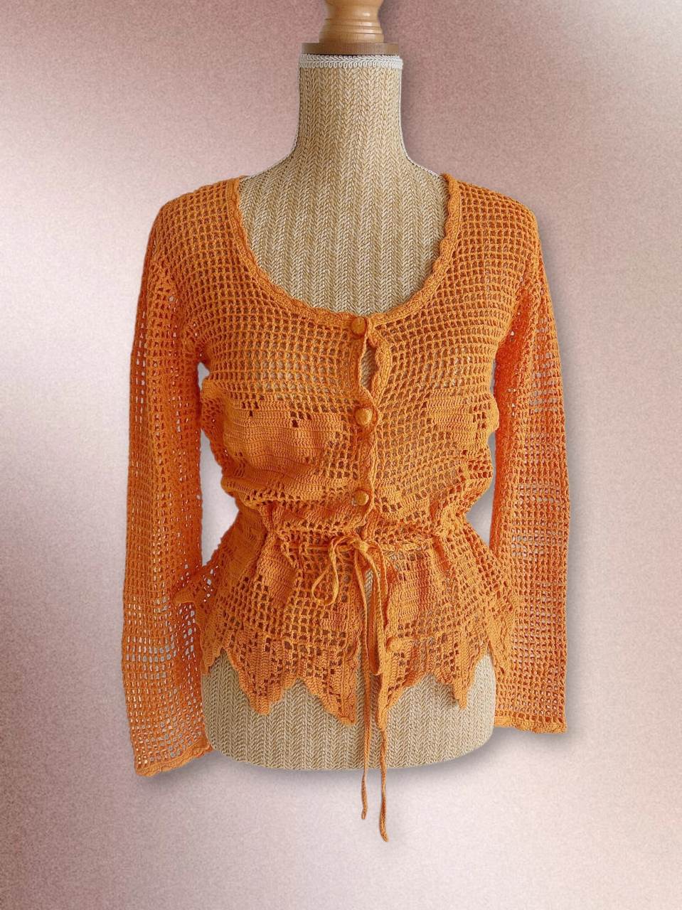 VITAMINE orange crochet cardigan size 38