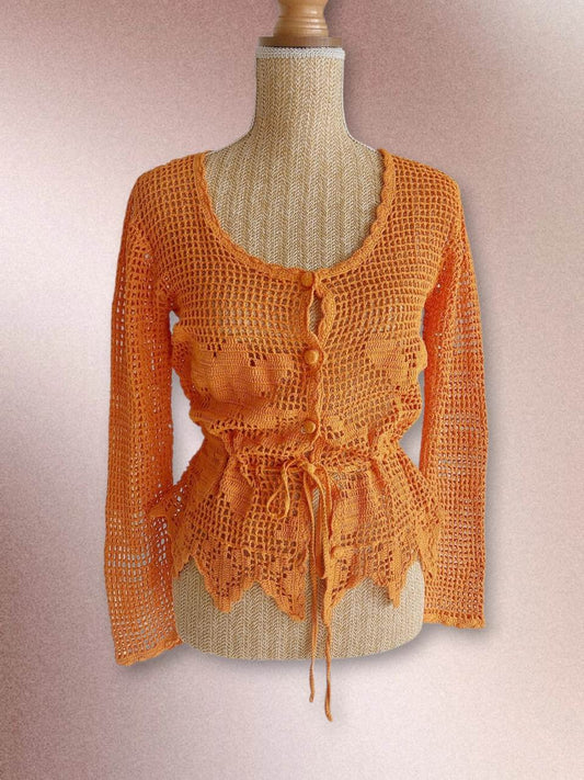 VITAMINE orange crochet cardigan size 38