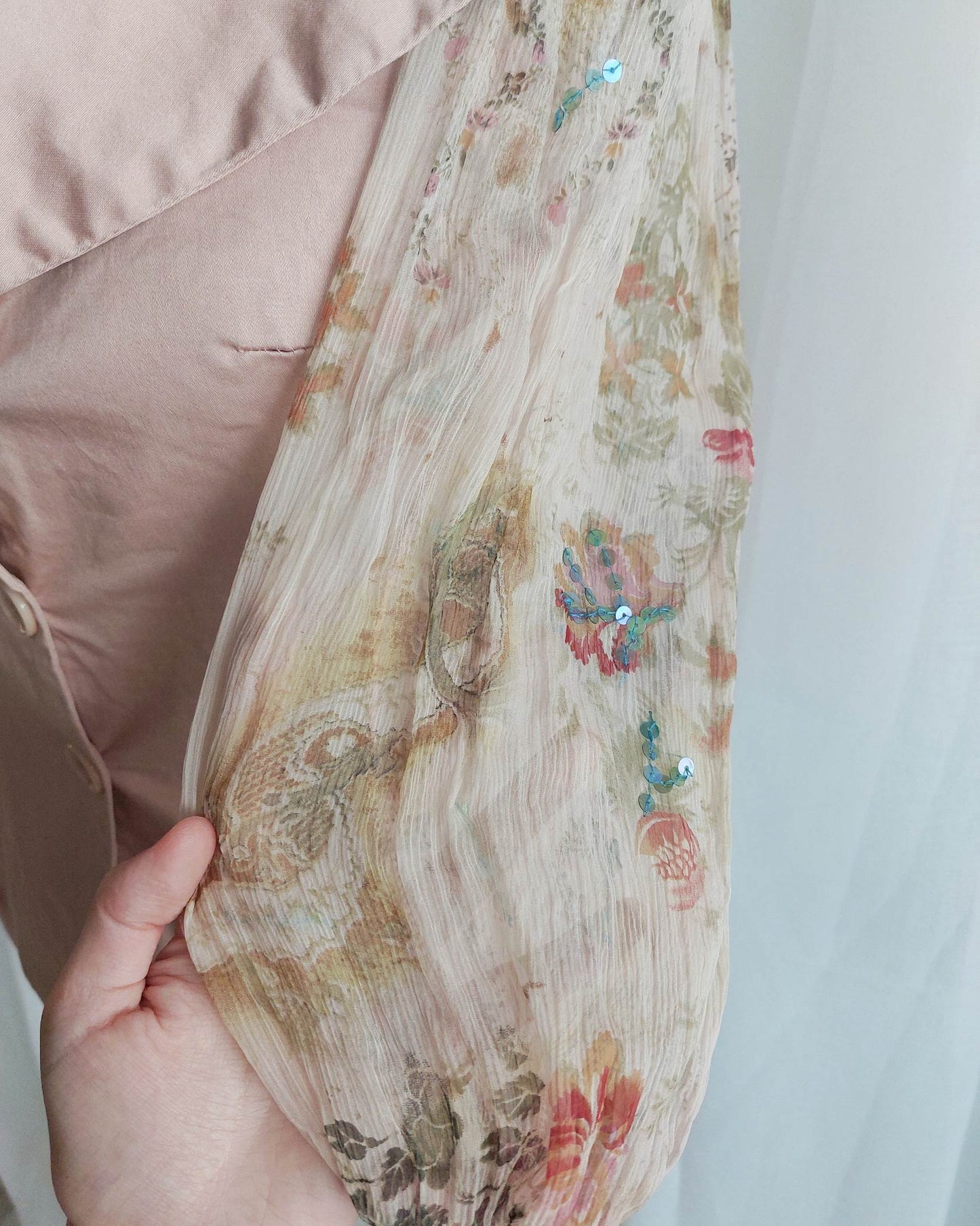 DAMASCENA veste haut rose poudré avec broderies T.36/38