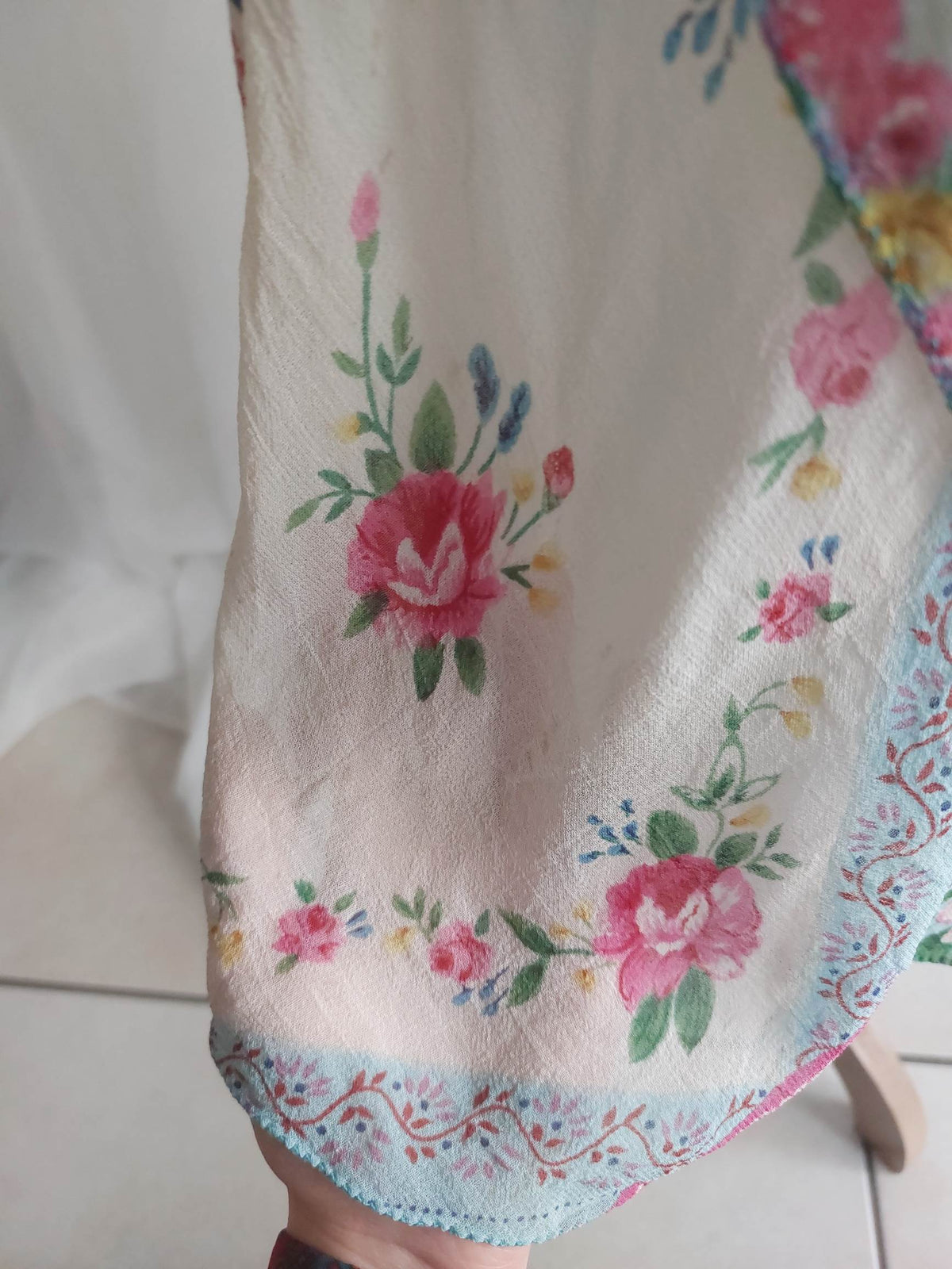 AZUR jupe bleue René Derhy romantique T.38