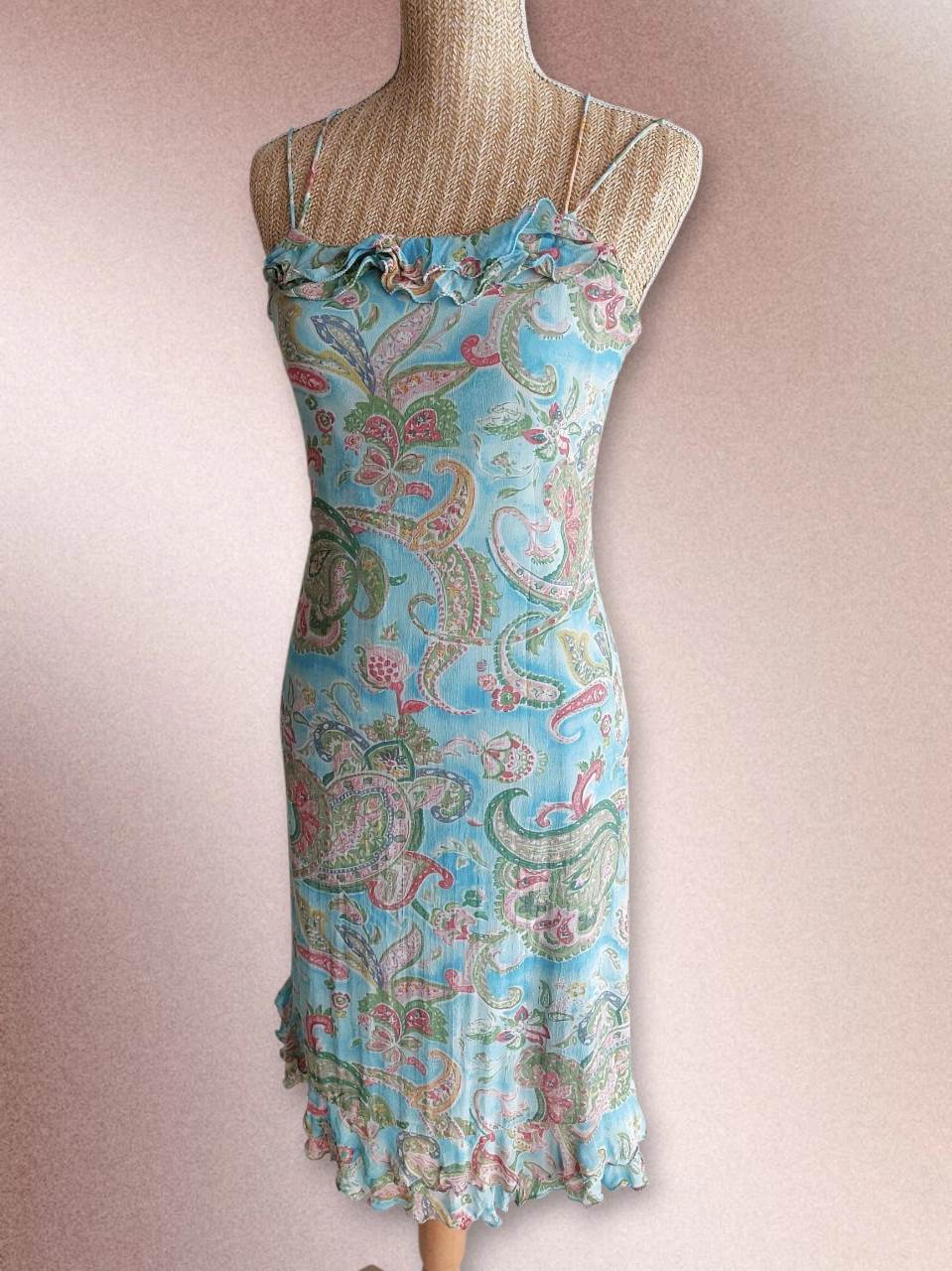 RIVIERA Derhy blue paisley dress size 36/38