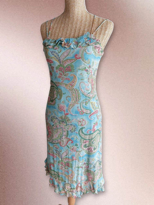 RIVIERA Derhy blue paisley dress size 36/38