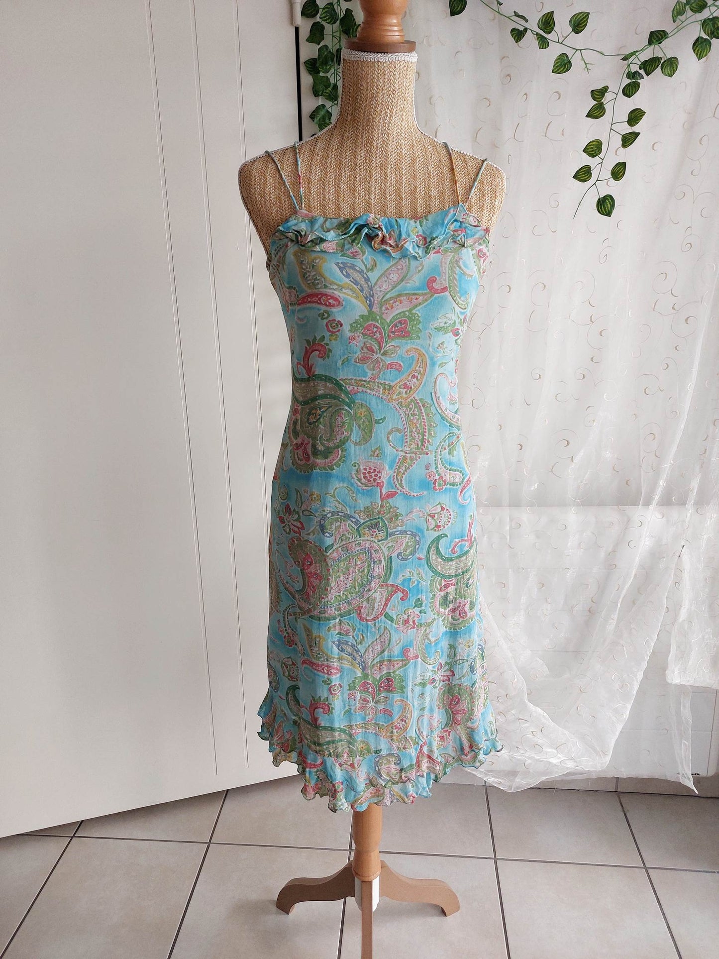 RIVIERA Derhy blue paisley dress size 36/38