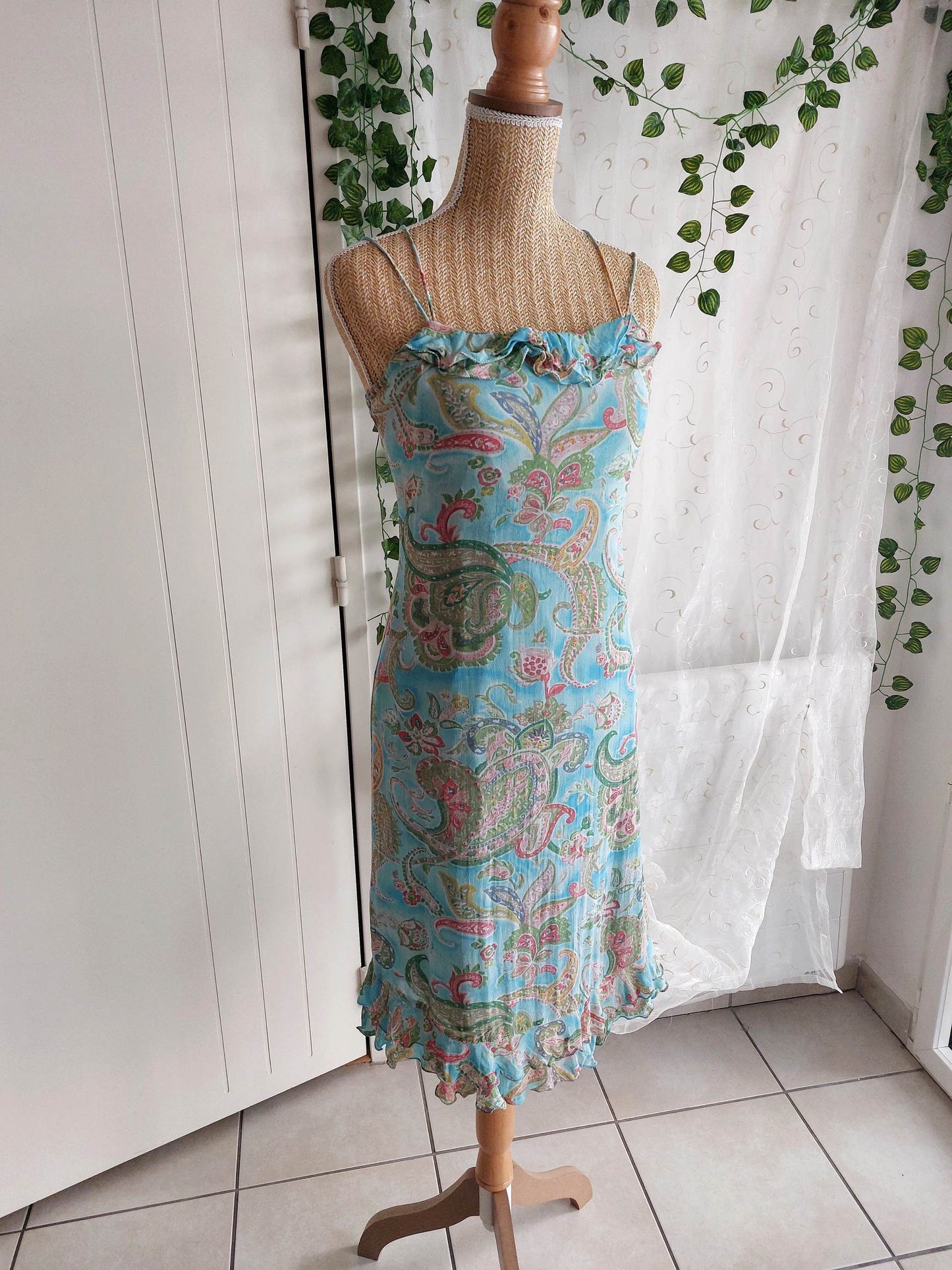 RIVIERA Derhy blue paisley dress size 36/38