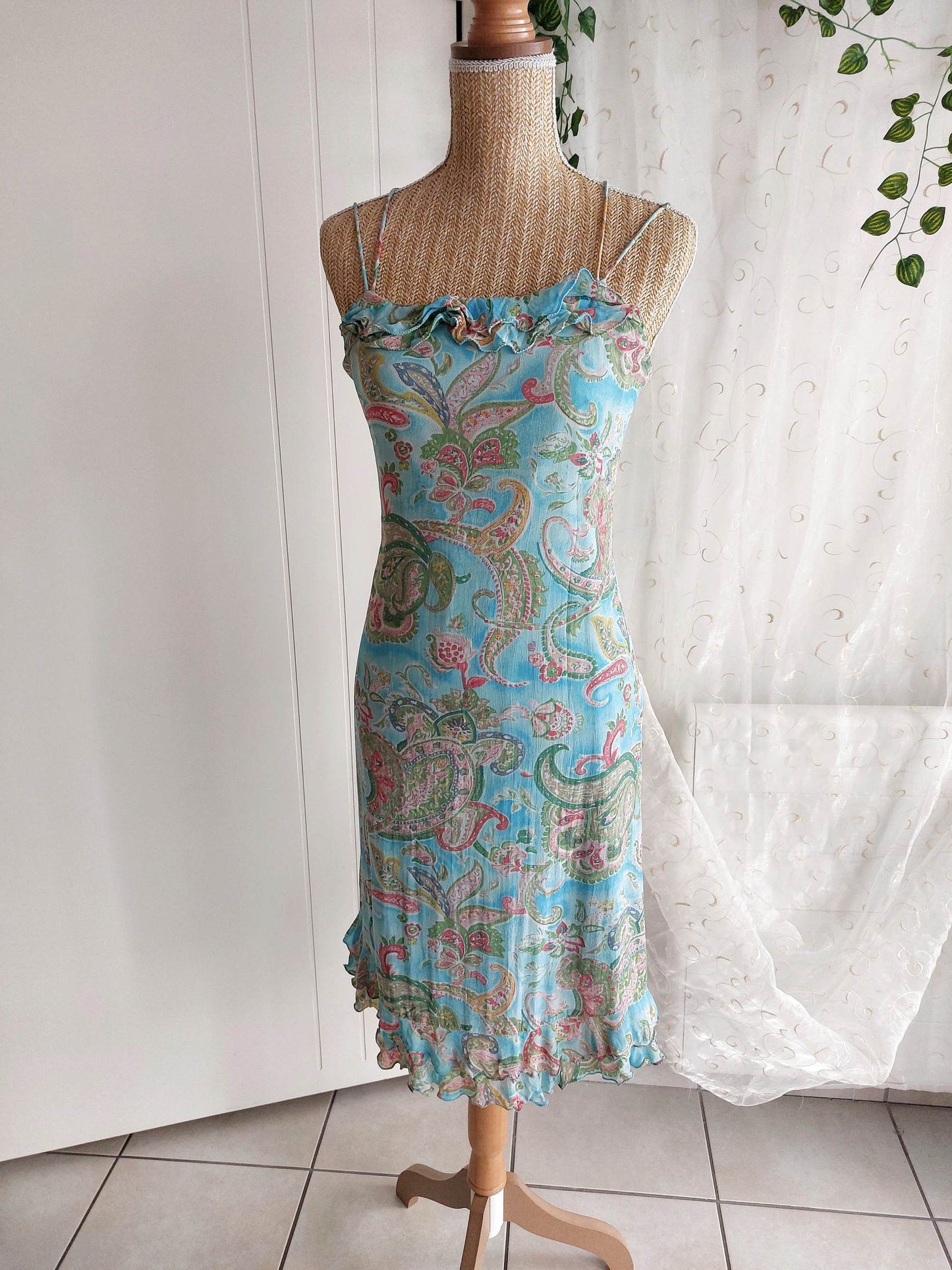 RIVIERA Derhy blue paisley dress size 36/38