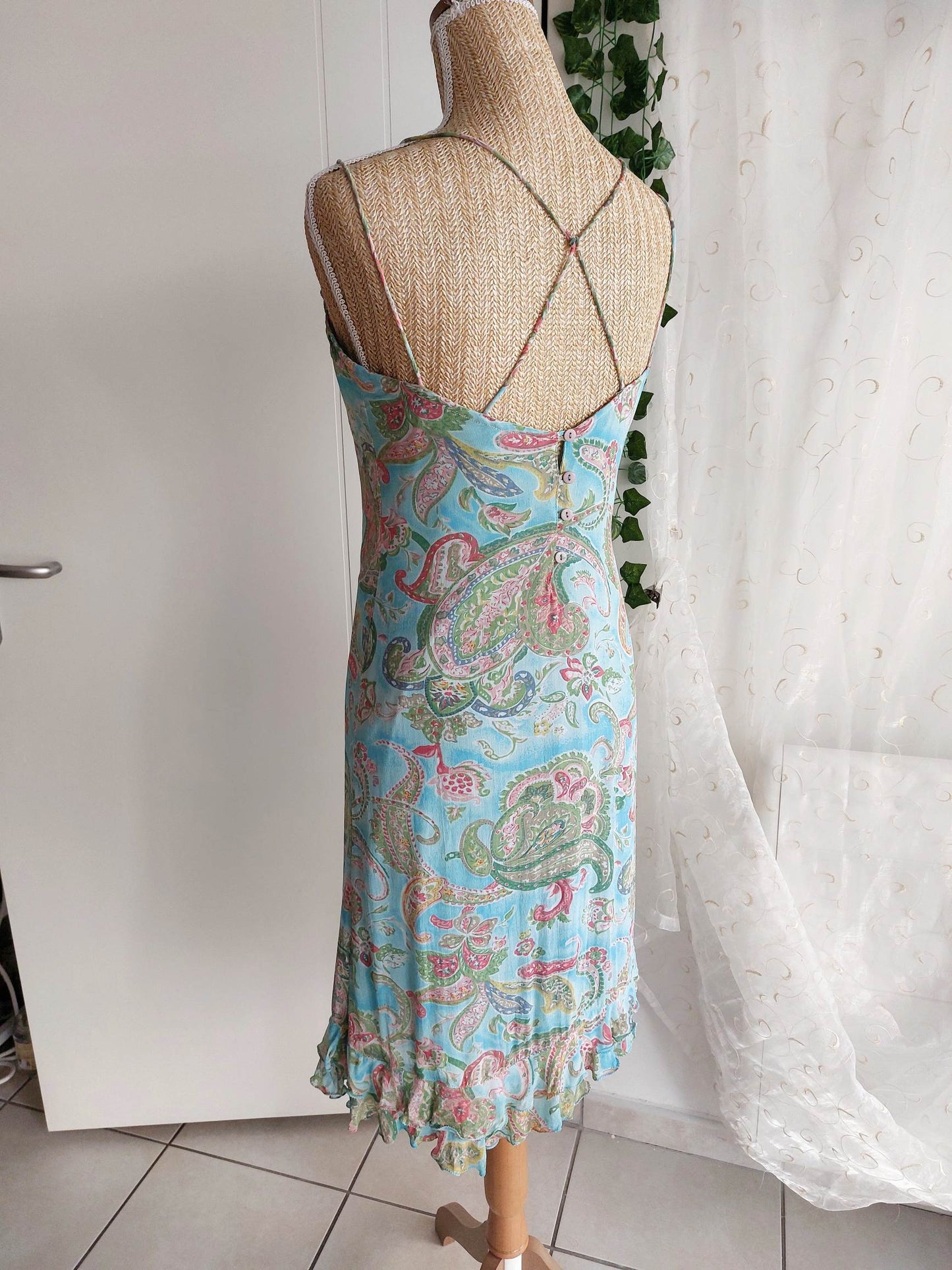 RIVIERA Derhy blue paisley dress size 36/38