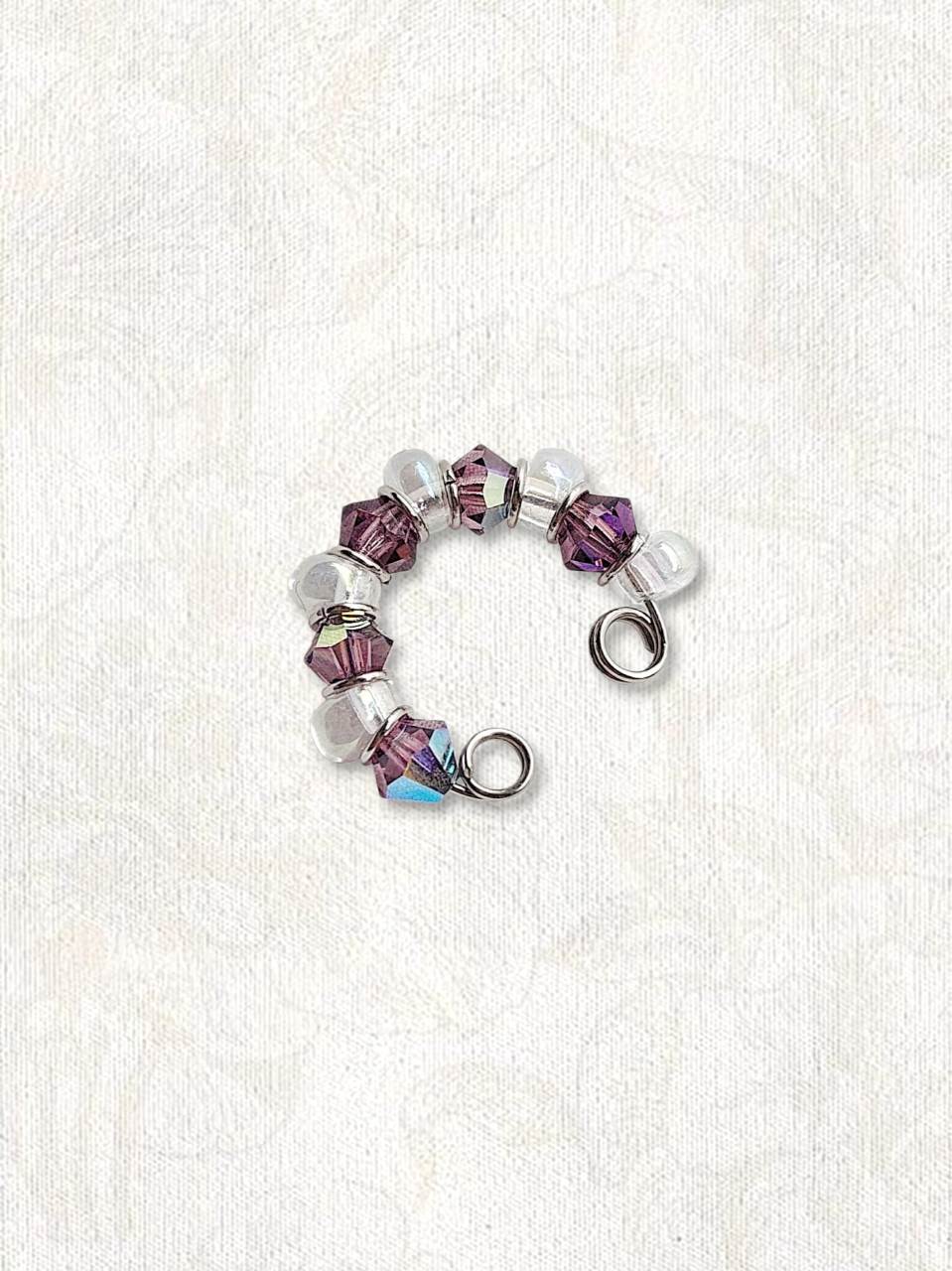 DESTINEE earcuff argenté perles violettes