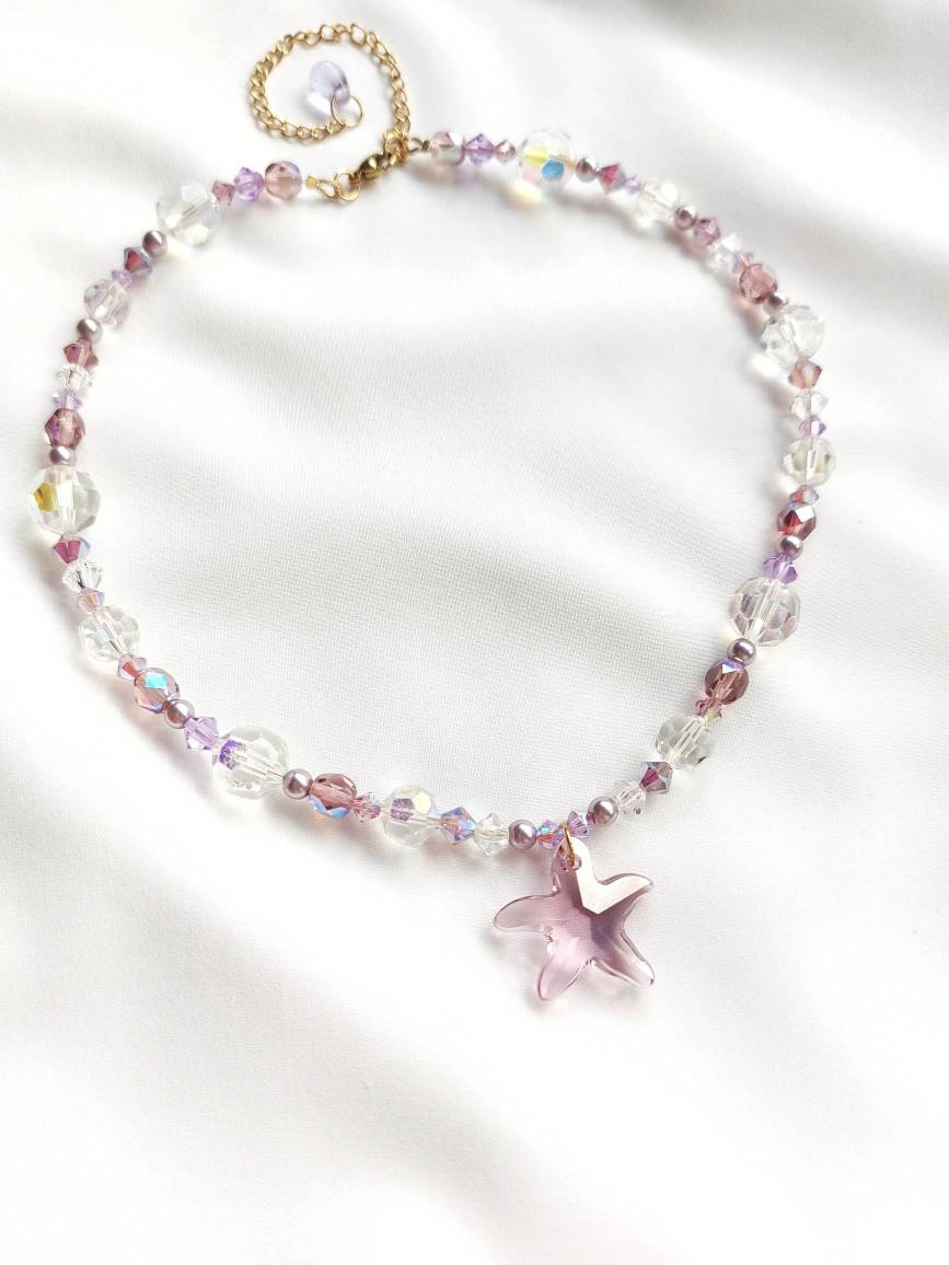 SWEET purple starfish pearl necklace