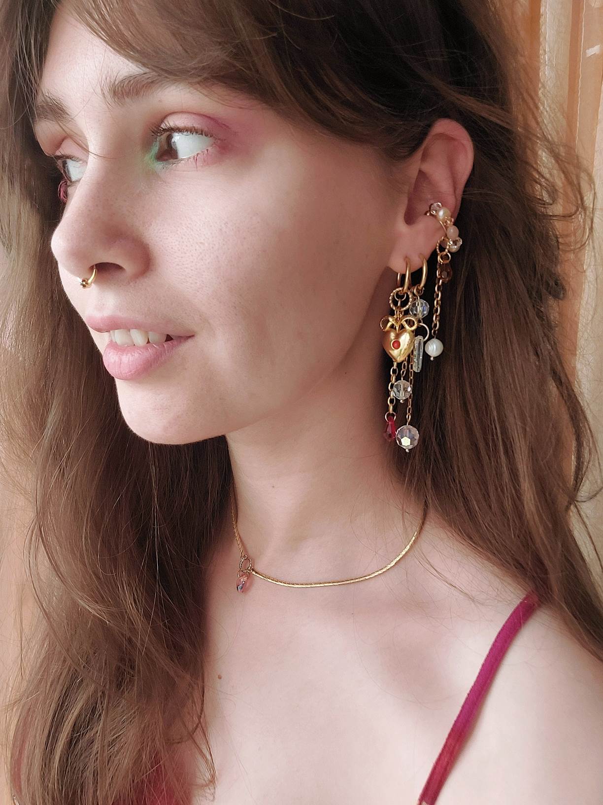 GRENADE gold and red earcuff