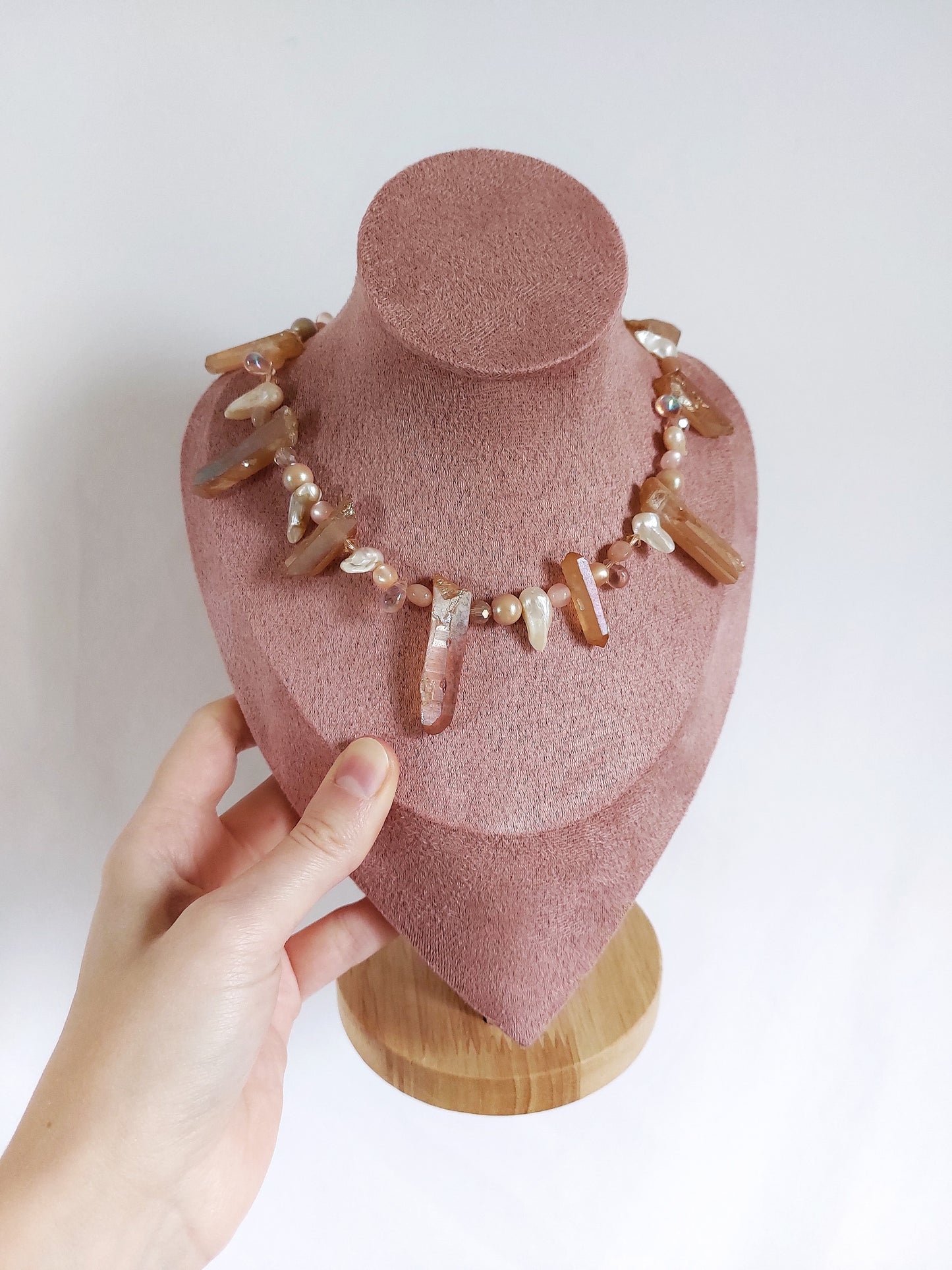 ECHO rock crystal peach necklace