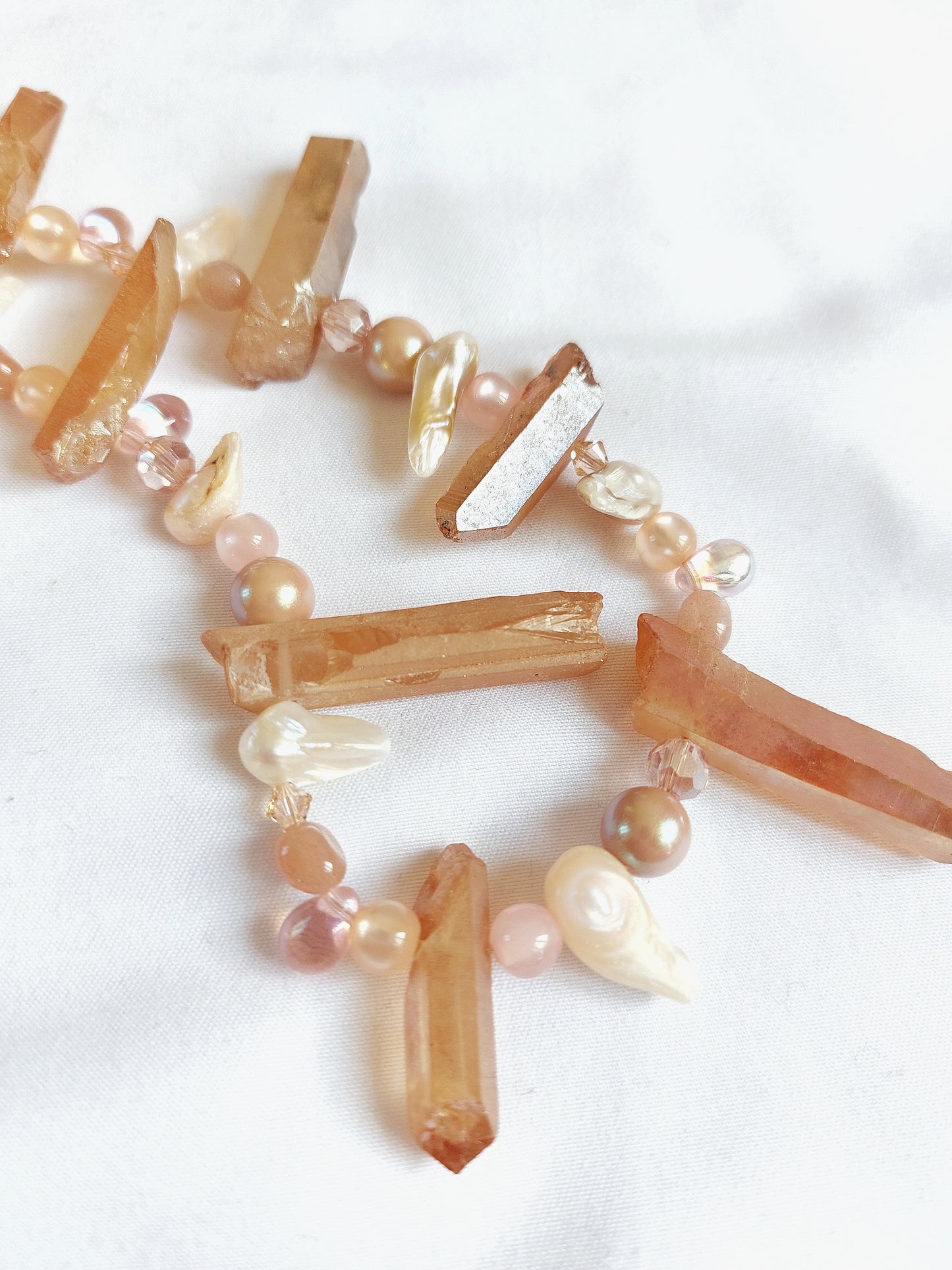 ECHO rock crystal peach necklace
