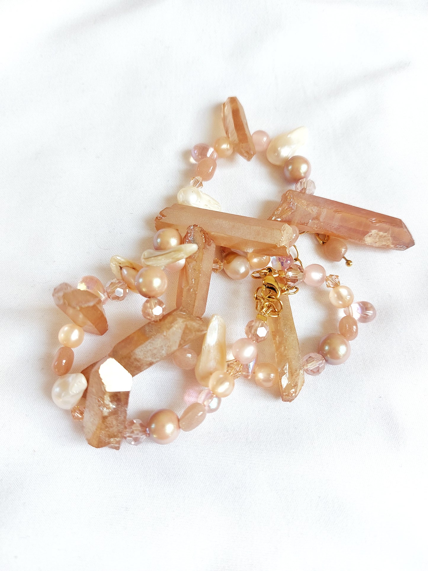 ECHO rock crystal peach necklace