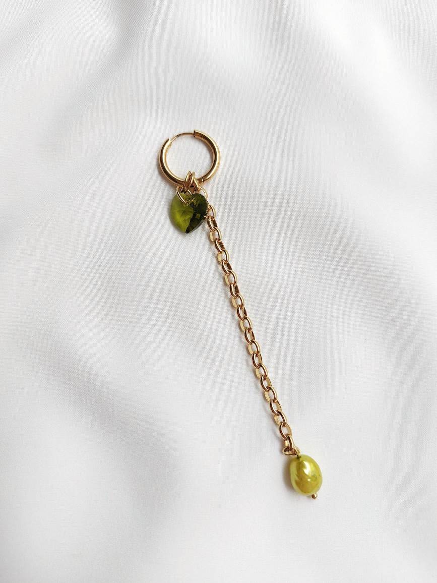 ÉCLOSION green-gold orchid 3-in-1 modular single hoop earring