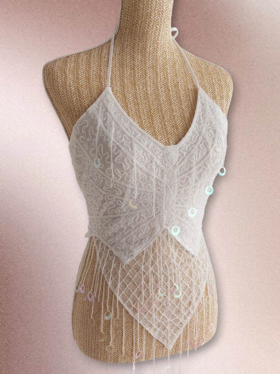 LUSTRE Beaded butterfly backless top, size 34 to 38