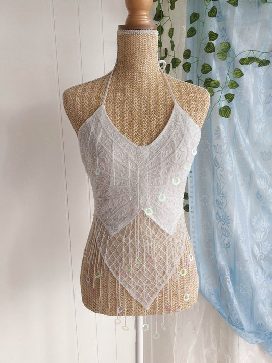 LUSTRE Beaded butterfly backless top, size 34 to 38