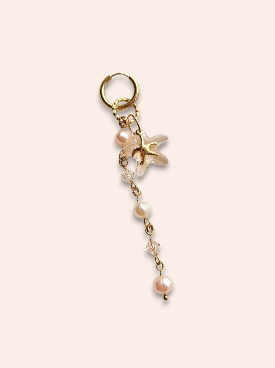 EMBLA starfish and peach pearl single earring