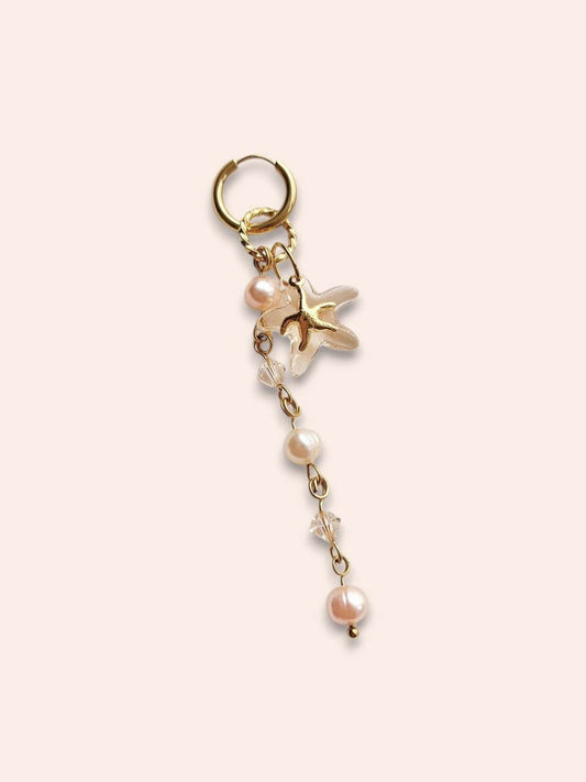 EMBLA starfish and peach pearl single earring