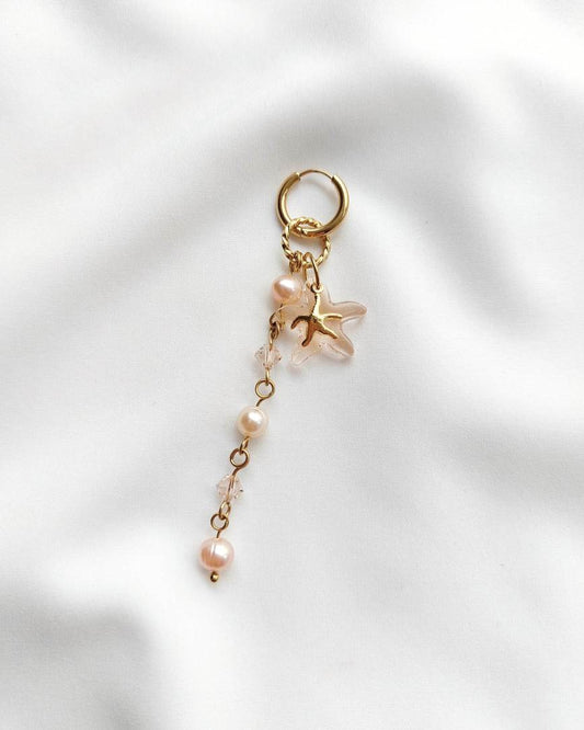 EMBLA starfish and peach pearl single earring