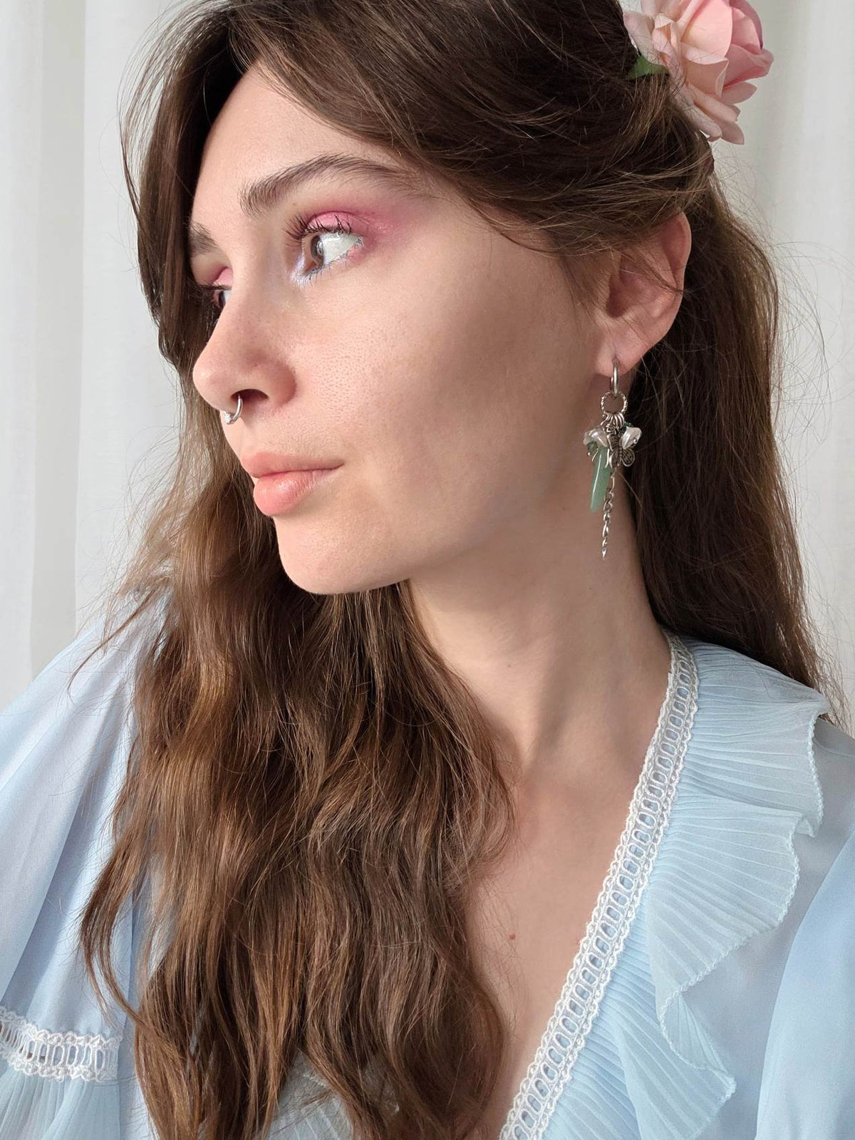 MAYHEM Silver Single Hoop Earring with Cross Charm