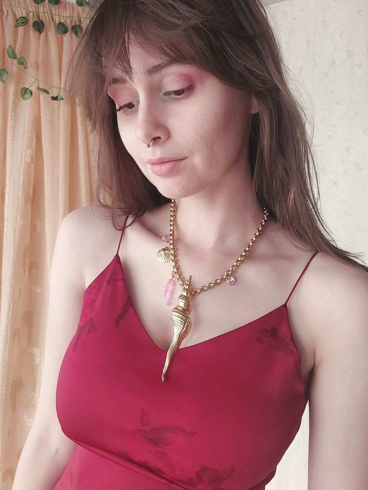 FORTUNE collier doré coquillage asymétrique