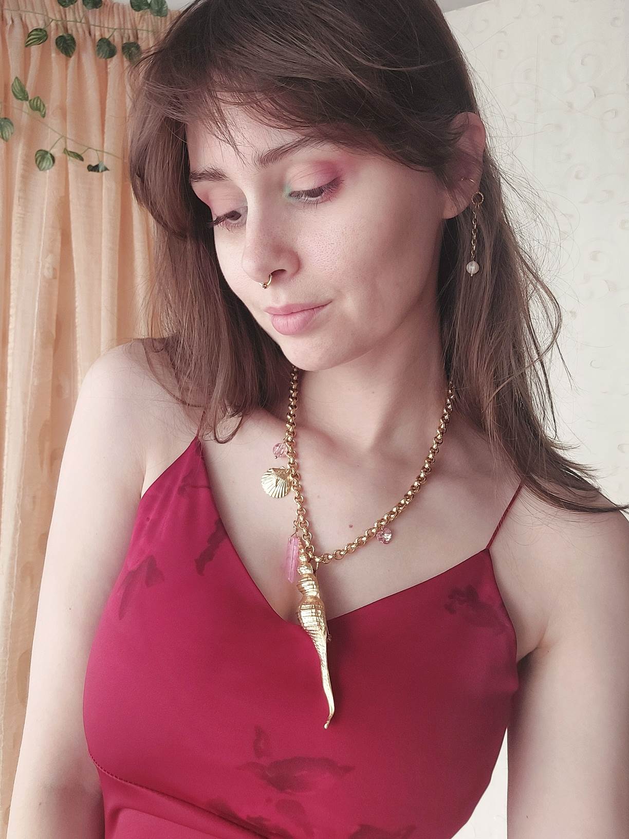 FORTUNE collier doré coquillage asymétrique