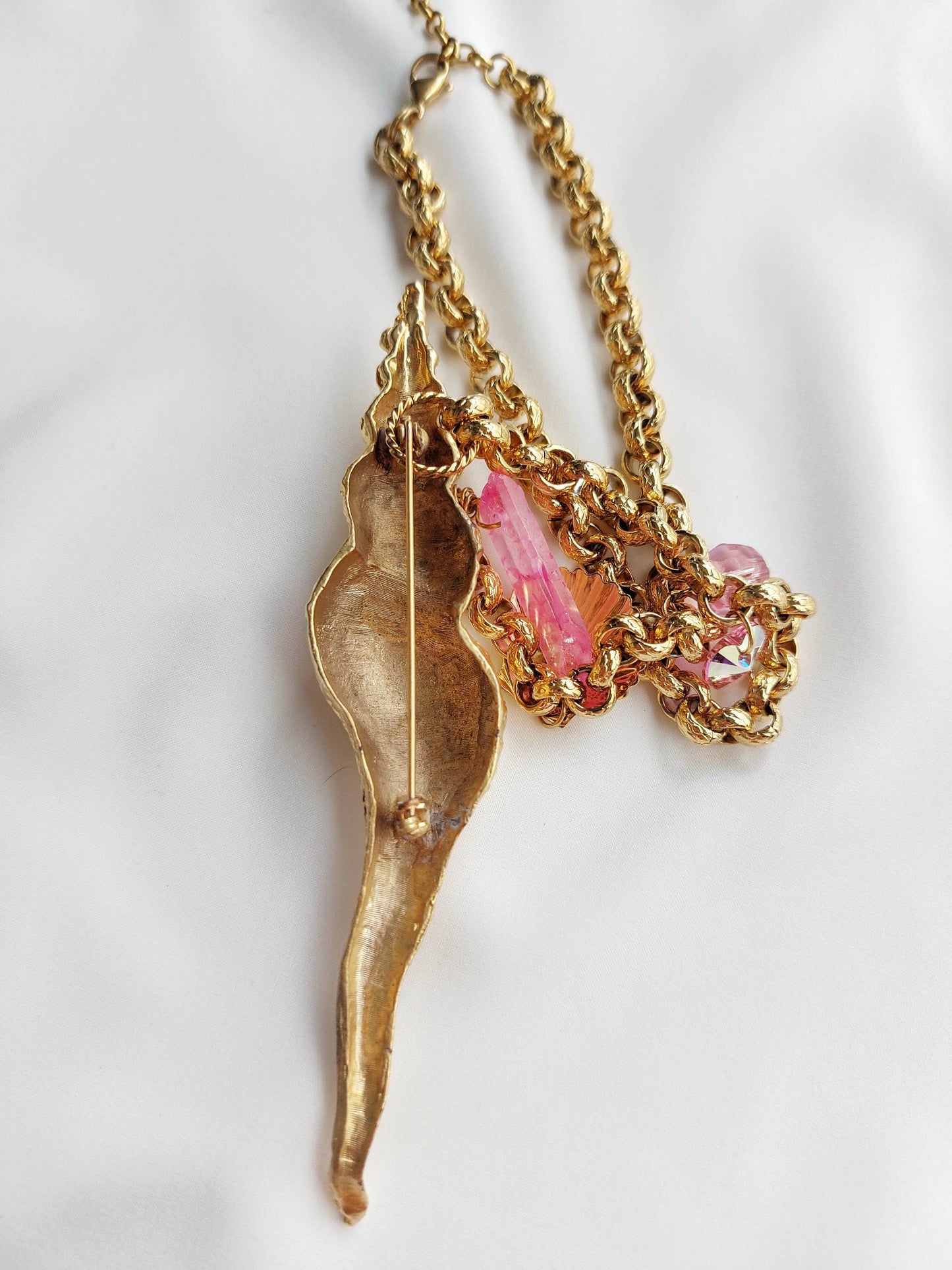 FORTUNE collier doré coquillage asymétrique
