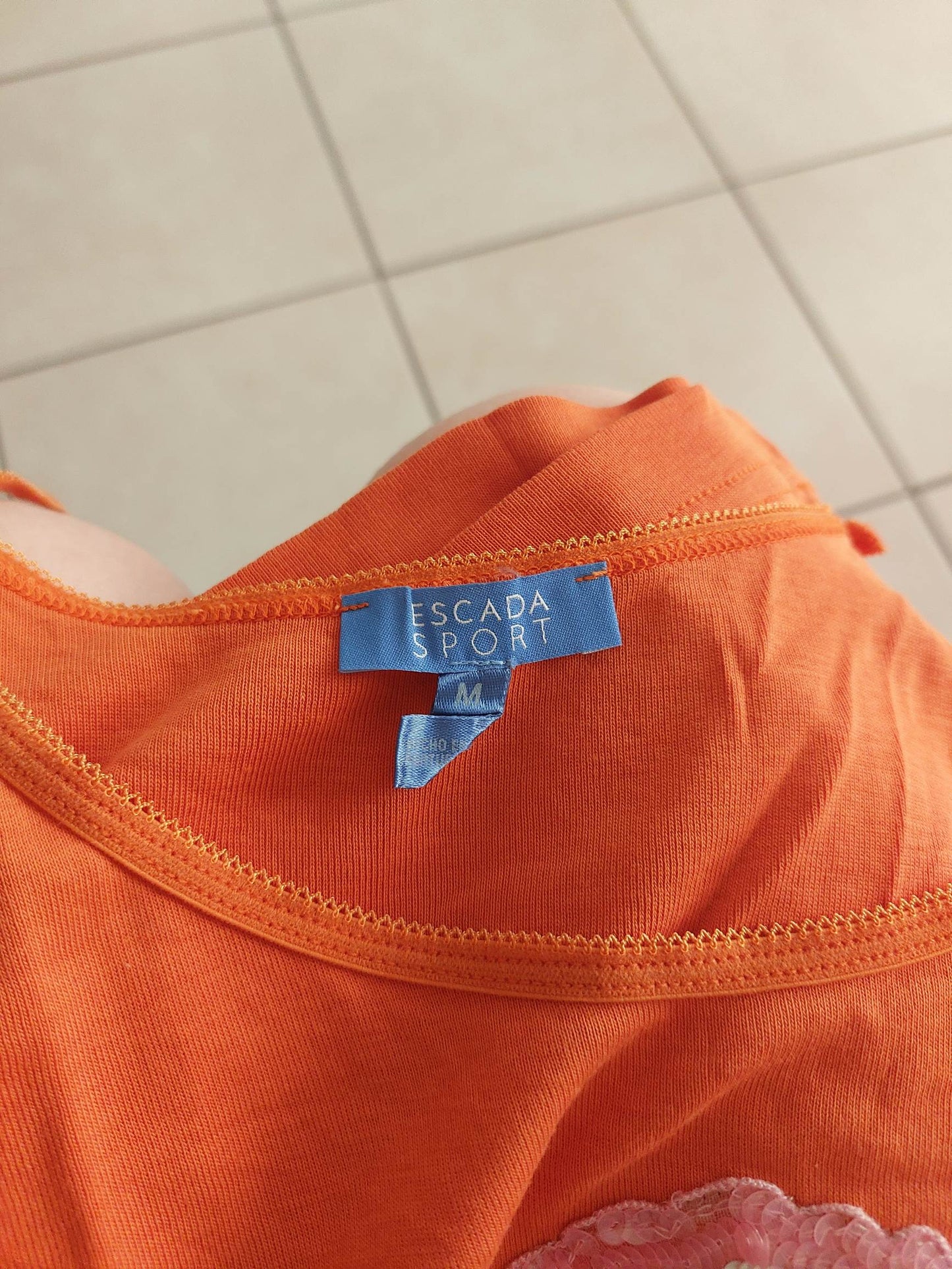 ORANGE BLOSSOM orange tank top with flower embroidery size 36/38