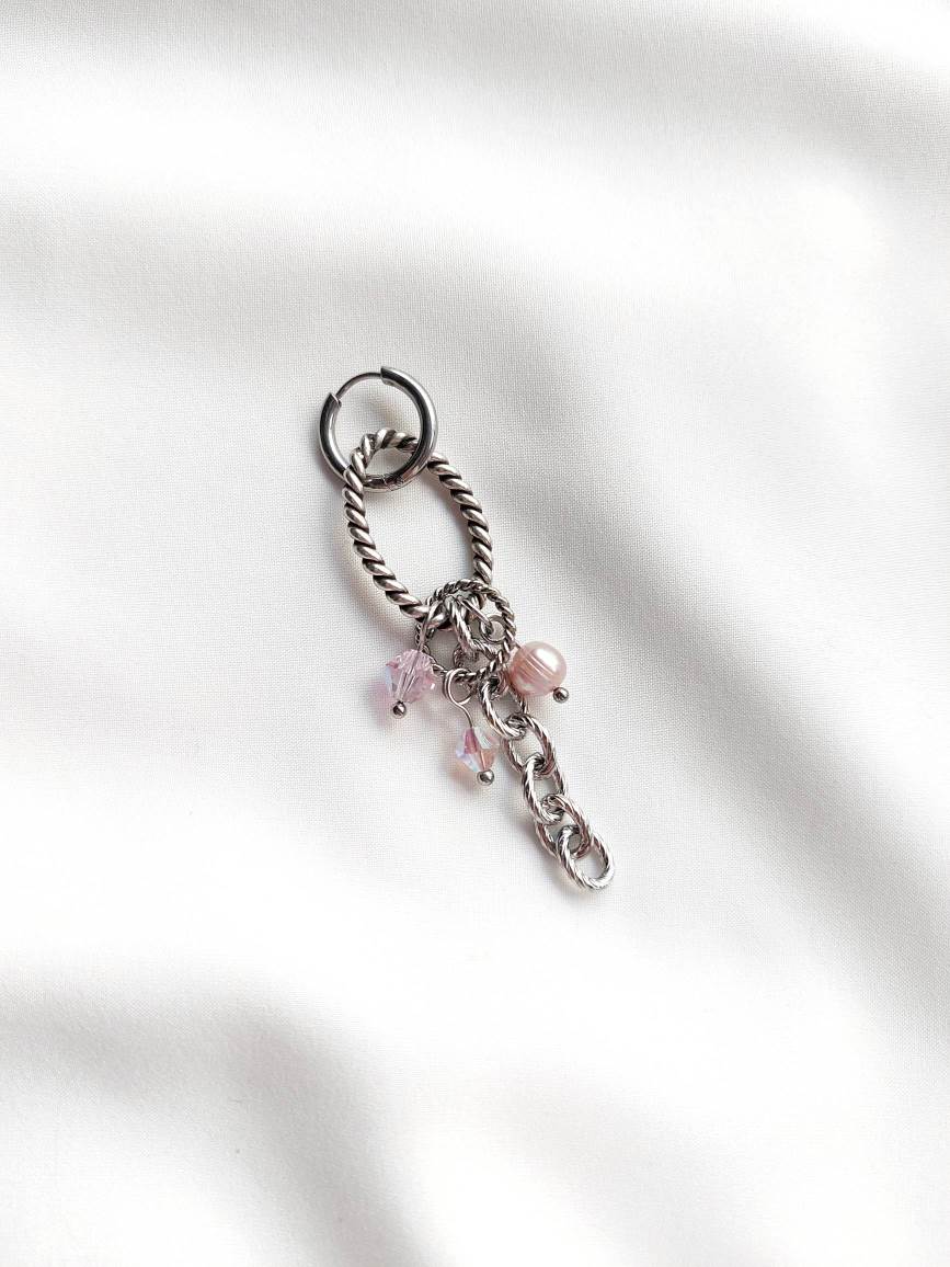 ETERNITY single loop silver-plated and pastel pink
