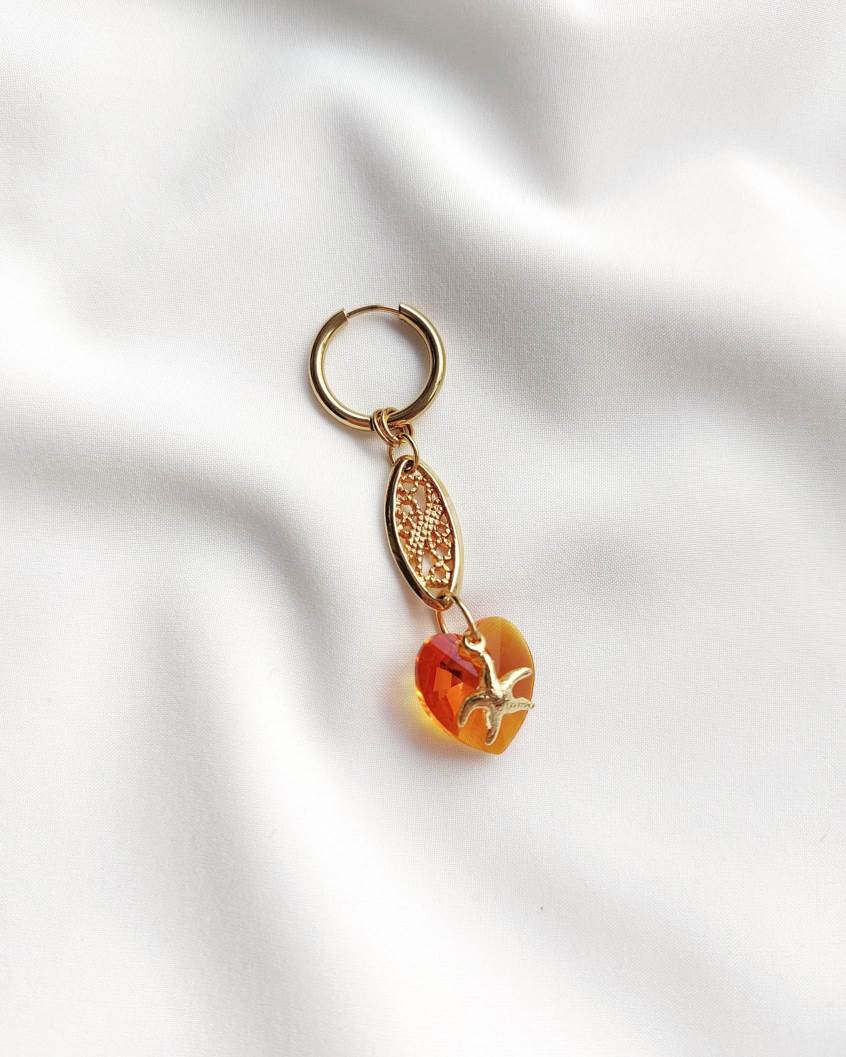 EURYBIA orange heart and star single-loop earring
