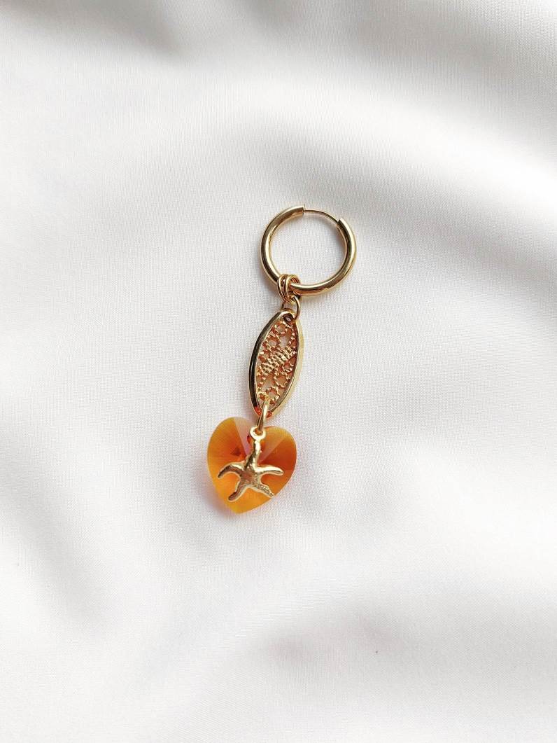 EURYBIA orange heart and star single-loop earring