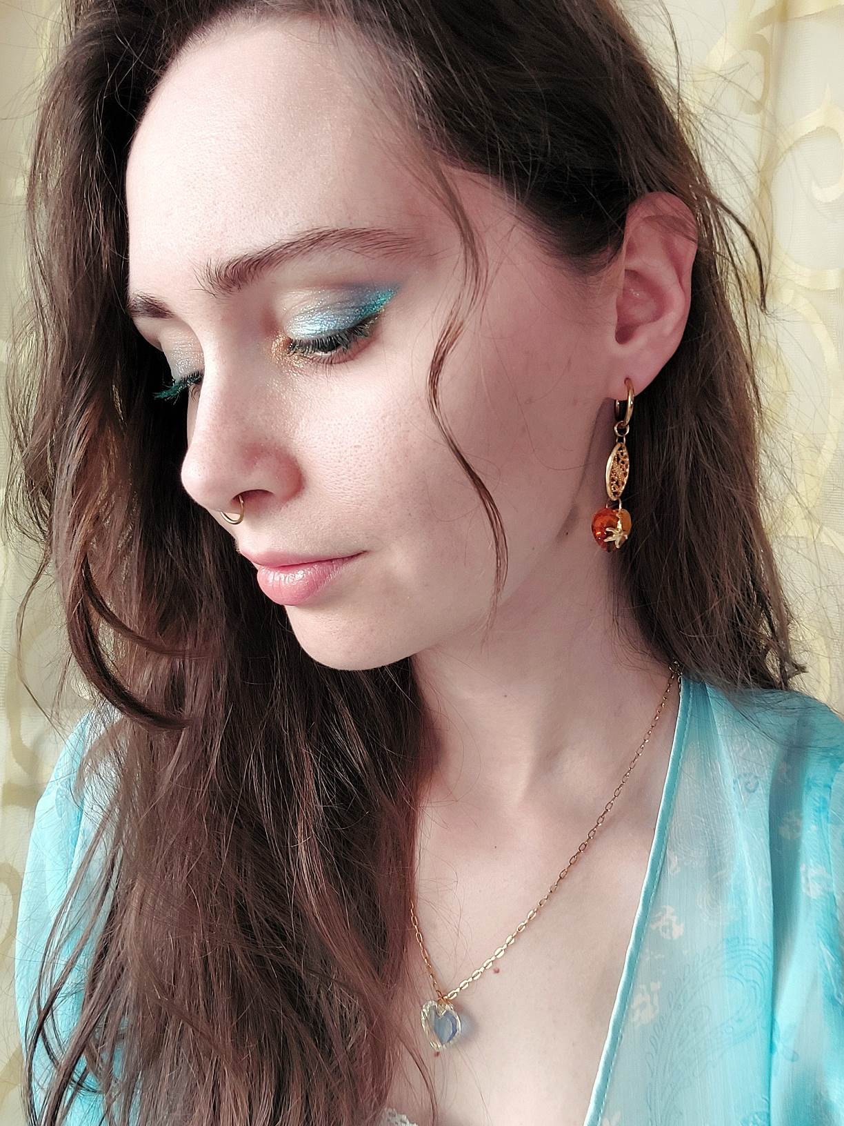 EURYBIA orange heart and star single-loop earring