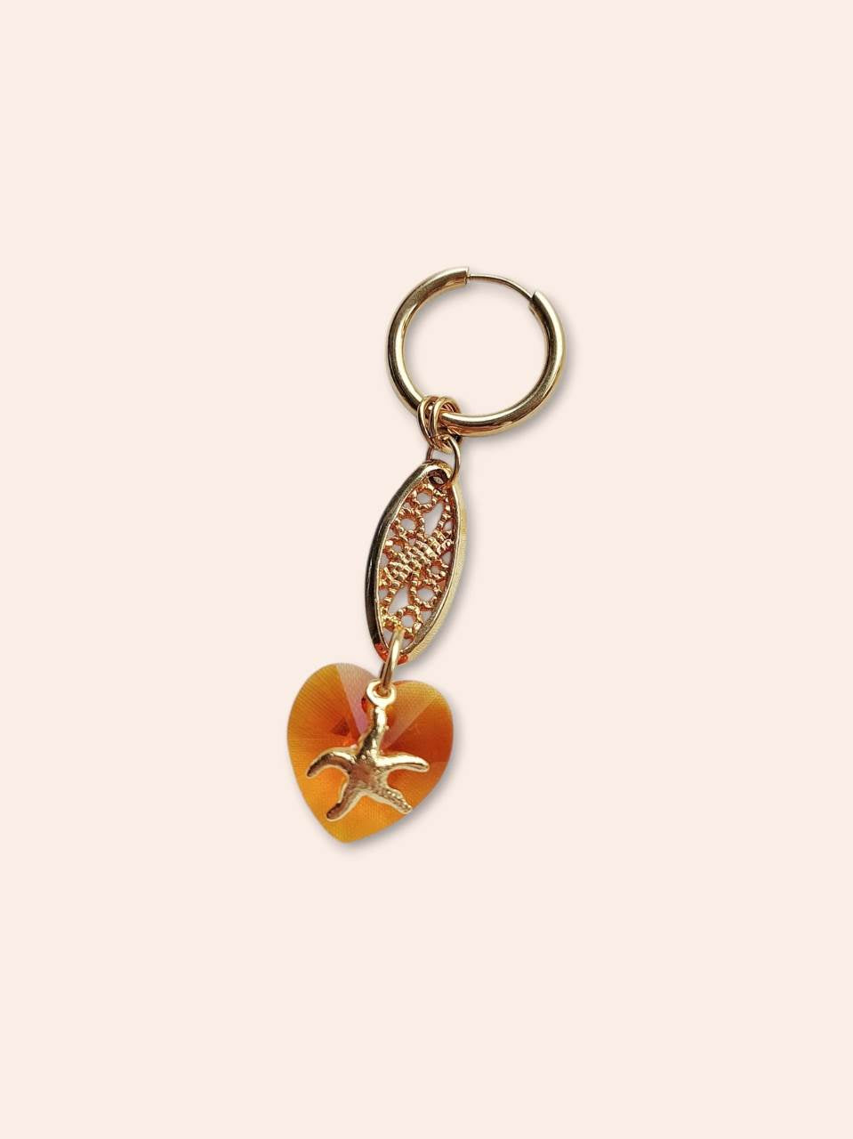 EURYBIA orange heart and star single-loop earring