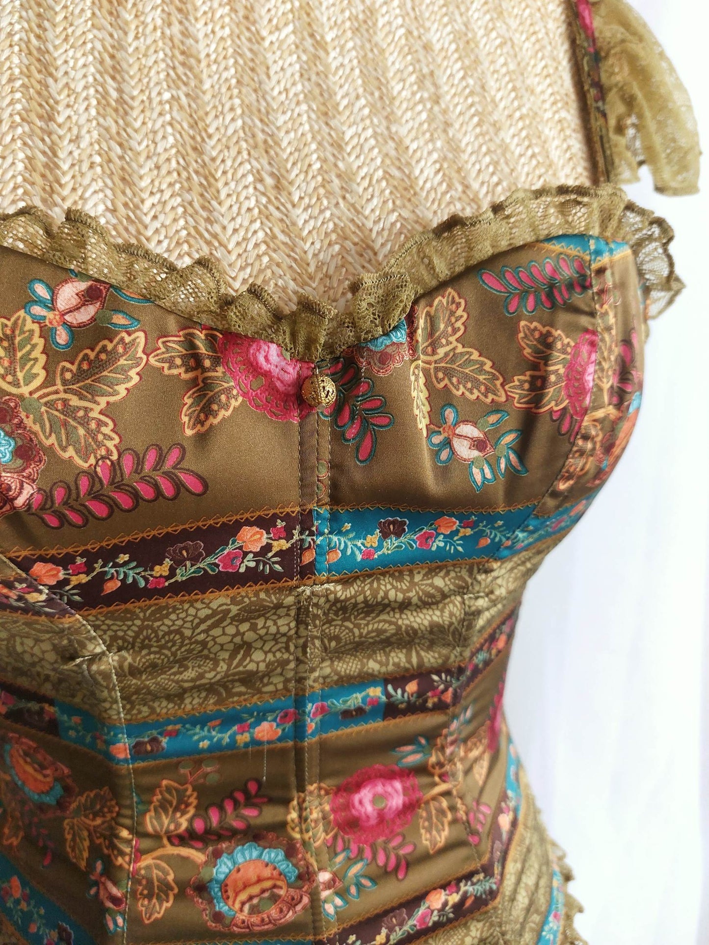 FAIRYTALES corset bustier kaki avec fleurs T.34