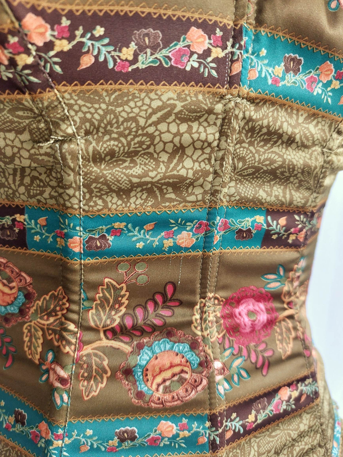 FAIRYTALES corset bustier kaki avec fleurs T.34