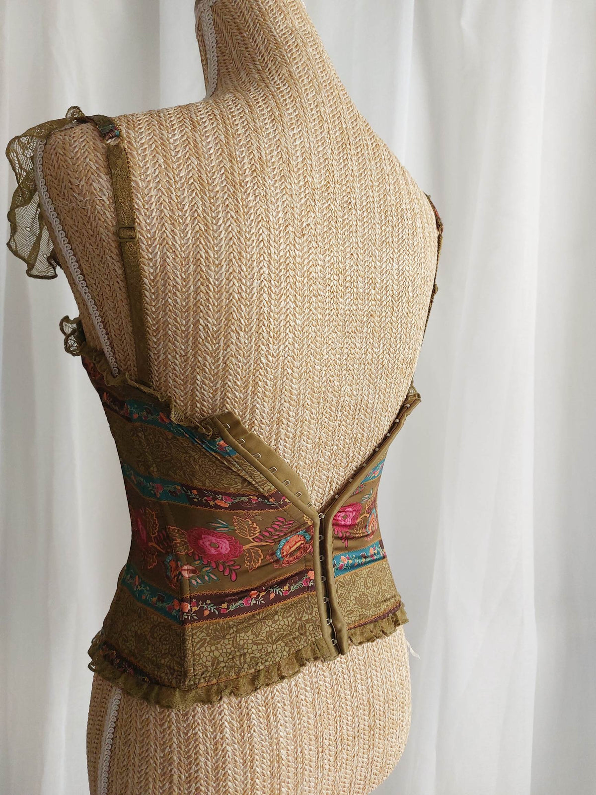 FAIRYTALES corset bustier kaki avec fleurs T.34