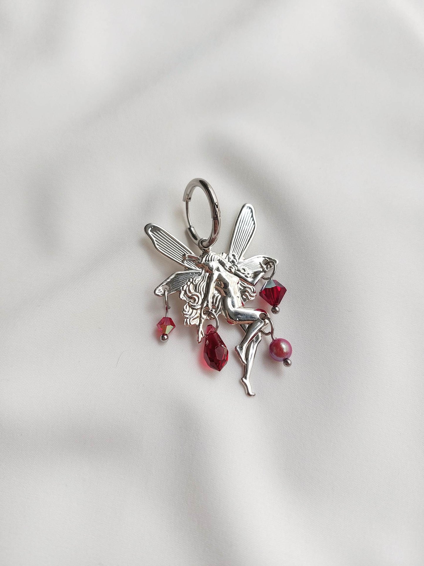 MAYHEM Silver Single Hoop Earring with Cross Charm