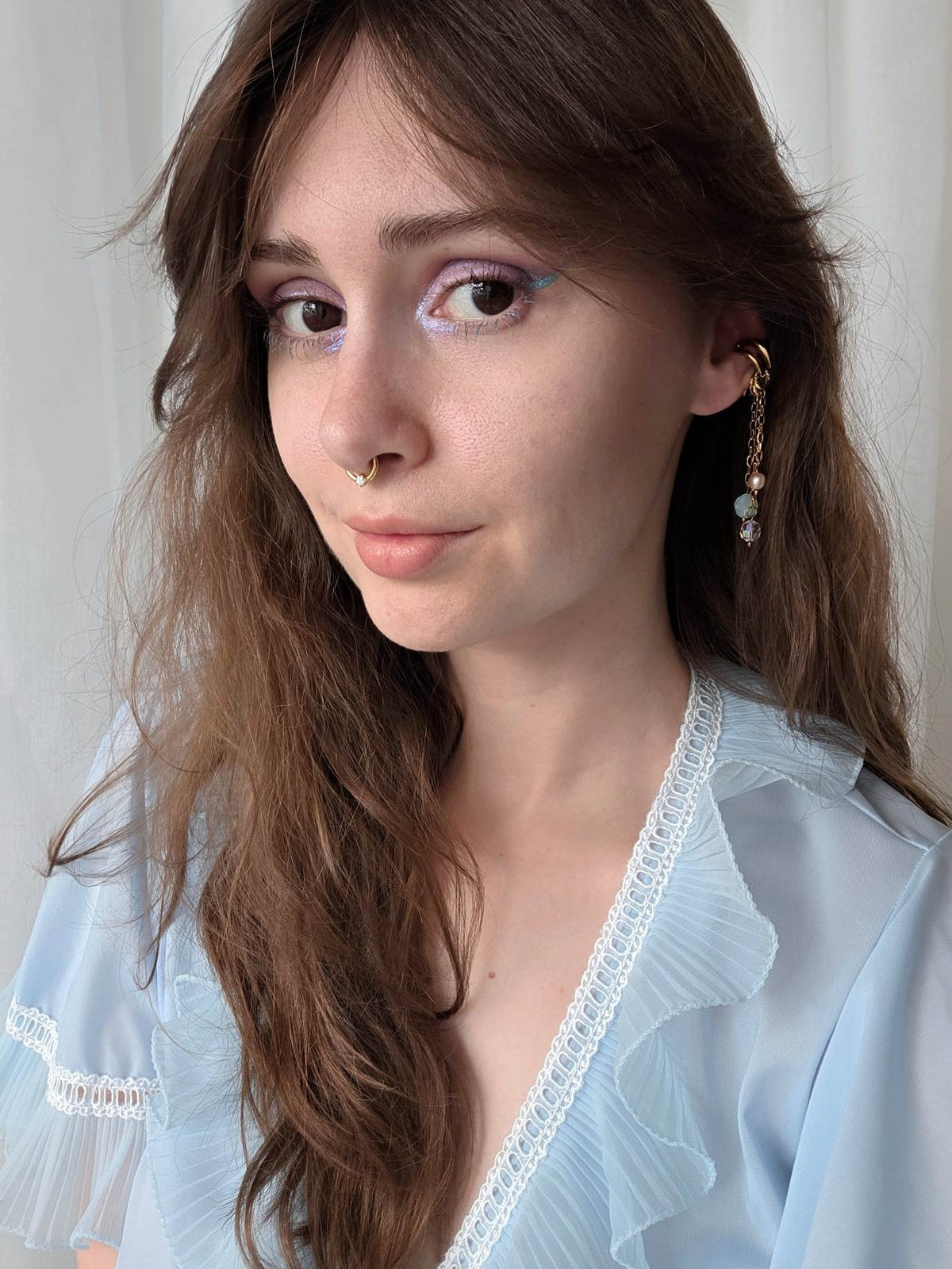 FANTASME earcuff doré en cascade de perles