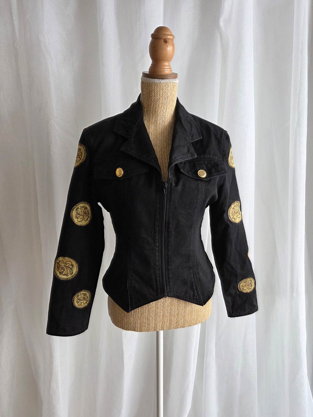 GOLDEN veste en jeans noire 80's Christian Llinares T.38