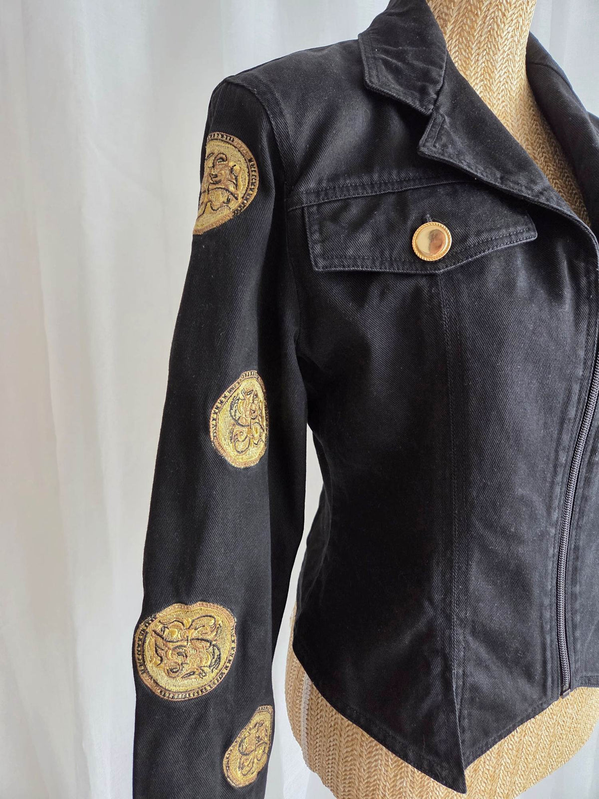 GOLDEN veste en jeans noire 80's Christian Llinares T.38