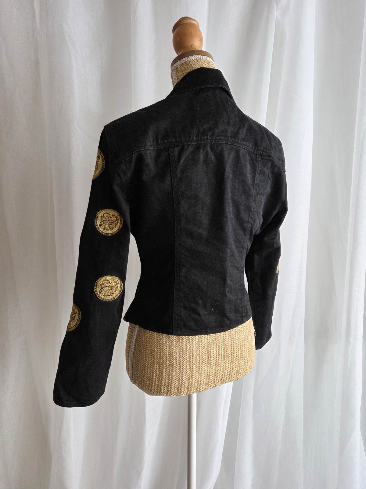 GOLDEN veste en jeans noire 80's Christian Llinares T.38