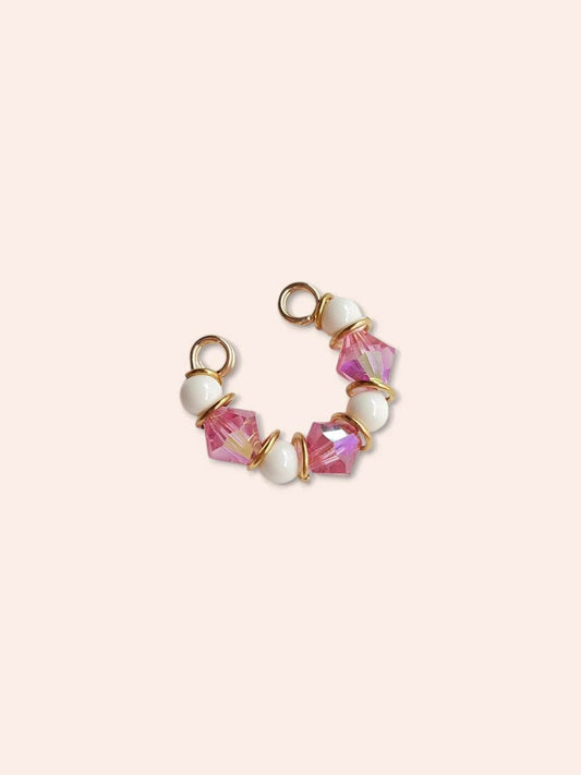 HIBISCUS pink and ivory earcuff
