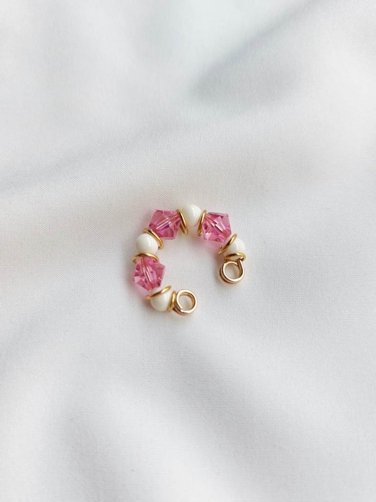 HIBISCUS pink and ivory earcuff