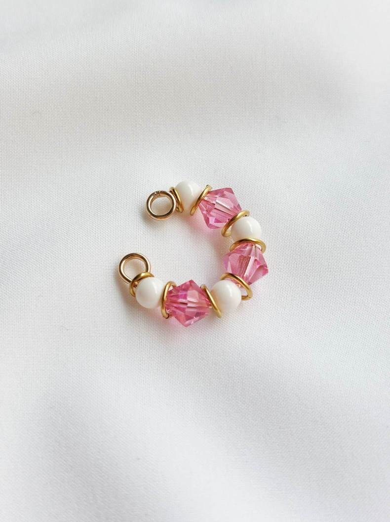 HIBISCUS pink and ivory earcuff