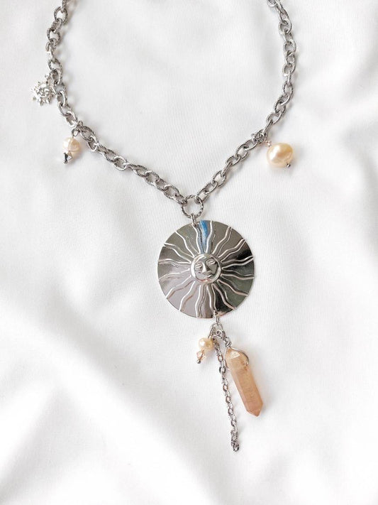 IMMENSITY silver-plated large sun necklace